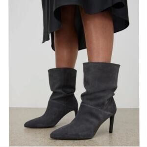 All Saints Gray Orlana Suede Boot Pointed Toe Boots in Grey Steel NIB Size 9